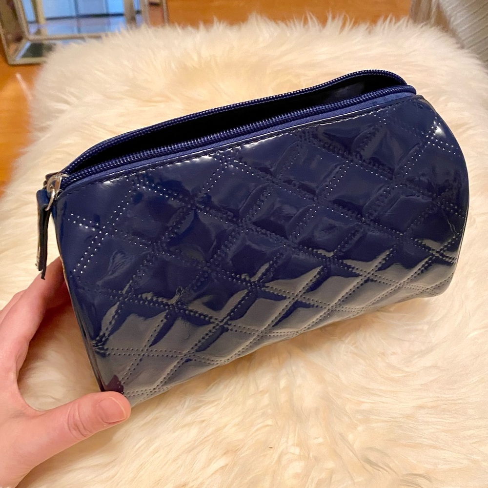 Blue glossy makeup bag